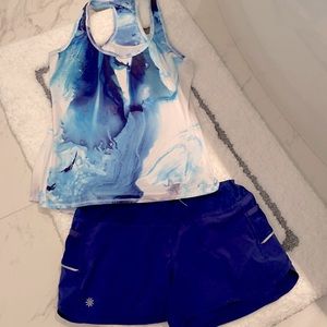 EUC Athleta Racerback Tank - blue marble print, size XS